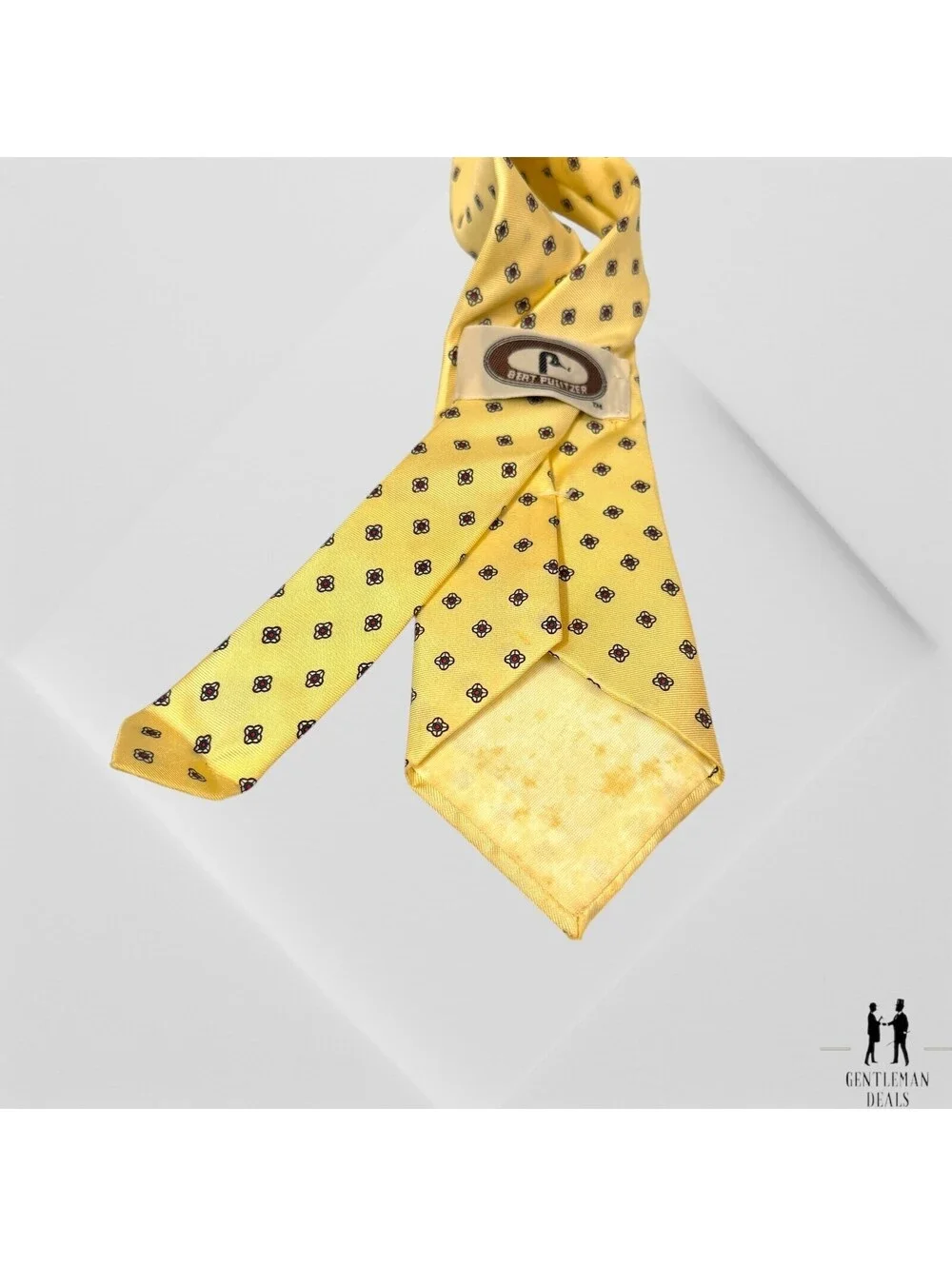 Bert Pulitzer Men's Neck Tie Yellow  Geometric Business USA Classic 55” X 3”